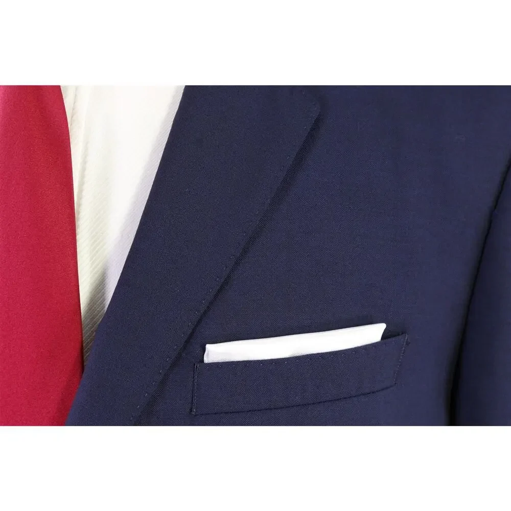 Hugo Boss Huge/Genius Dark Royal Blue Iridescent 2-Btn 110's Wool Suit 40L